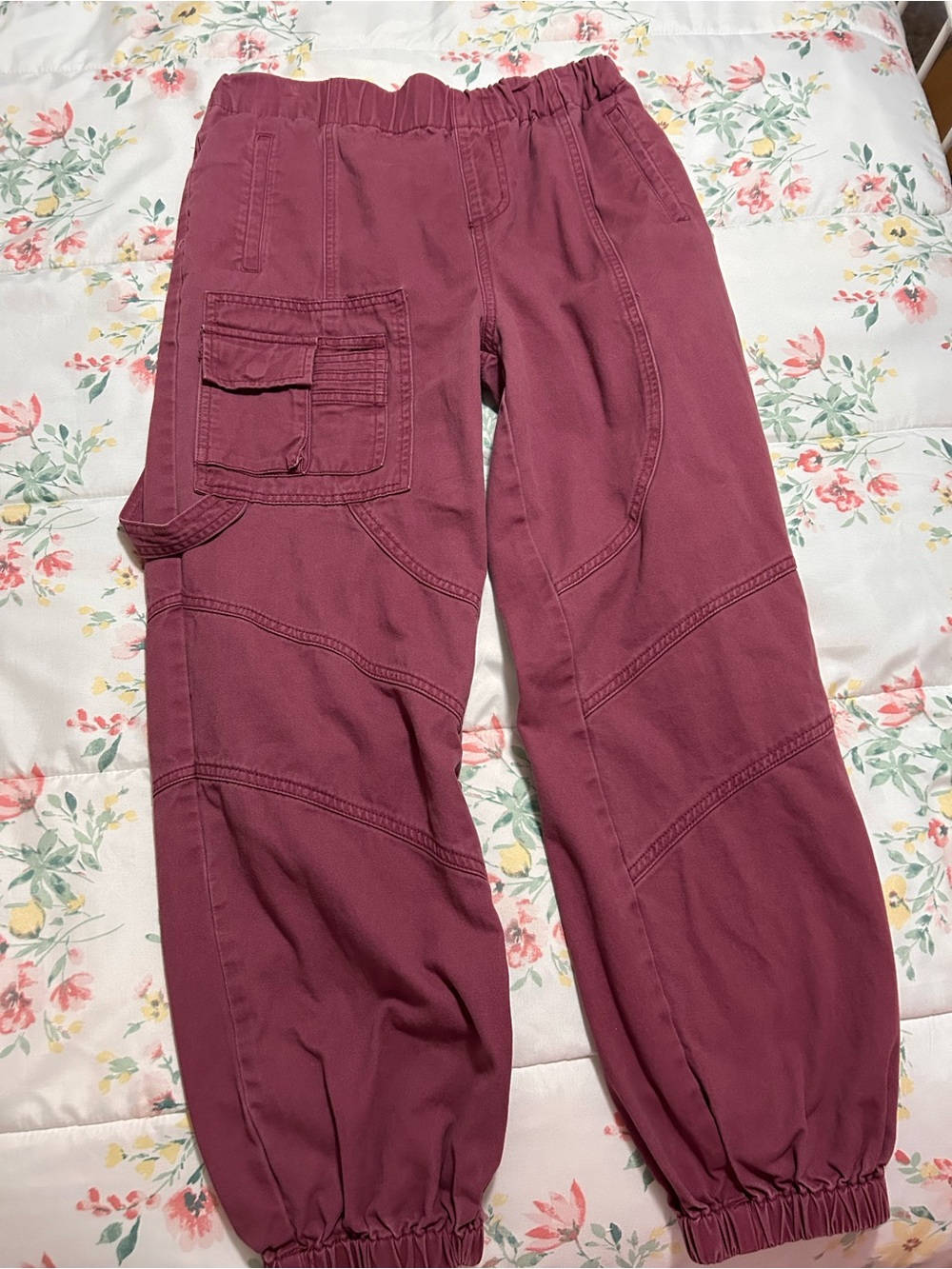 Forever 21 Rose Wine Utility Jogger Pants